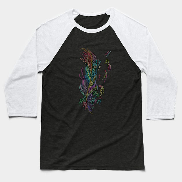 Watercolour feather dreams Baseball T-Shirt by ThataArtwork